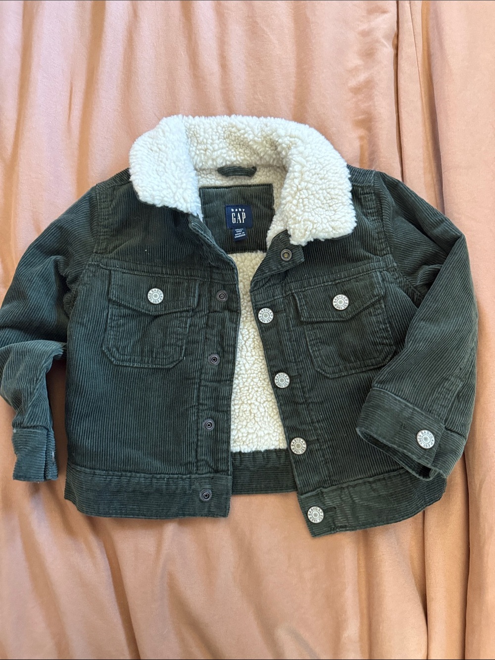 GAP Kids Dark Green Corduroy Sherpa Jacket